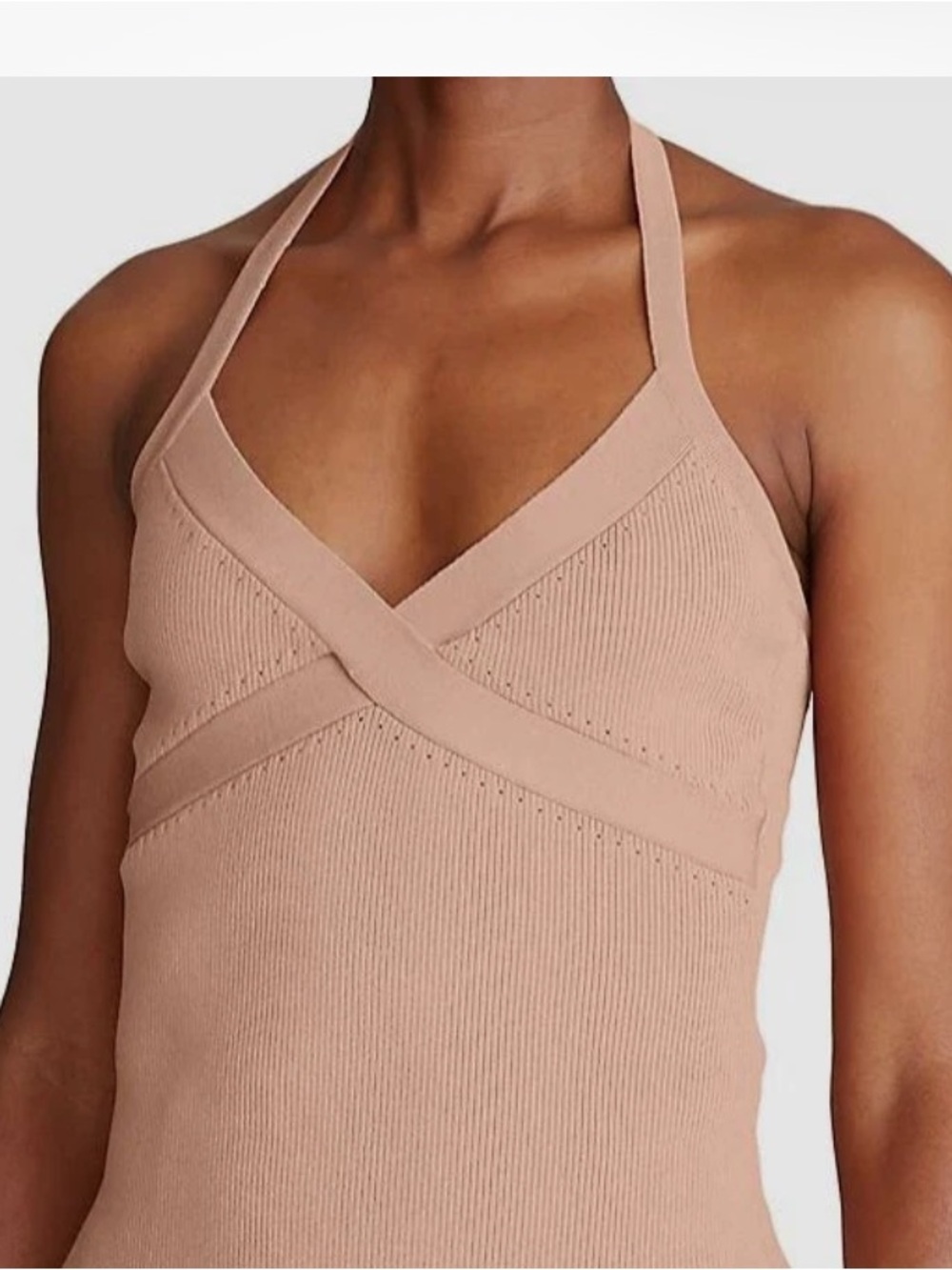 Halston Women's Beige Tinsley Cropped Halter Tank Top - Size  XS